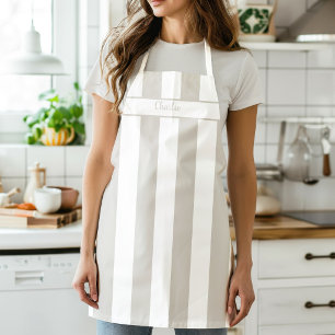 Linnen Beige Candy Streep Schort