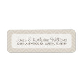 Linnen Beige Chevron Stripes Moderne bruiloft Etiket (Voorkant)