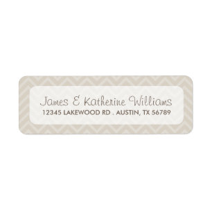 Linnen Beige Chevron Stripes Moderne bruiloft Etiket