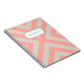 Linnen Beige en Roze Mod X Chevron Monogram Notitieboek (Rechterzijde)