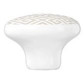 Linnen Beige Griekse sleutel Keramische Knop (Zijkant)