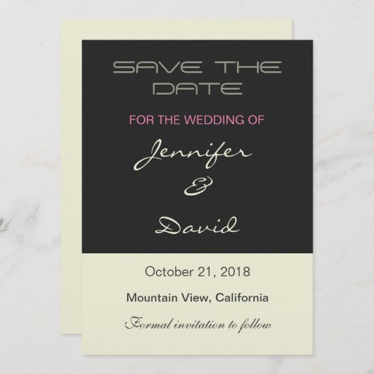 Linnen Beige Grijs Moderne bruiloft uitnodiging (Voorkant / Achterkant)