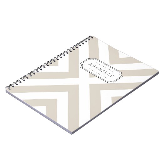 Linnen Beige Mod X Chevron Monogram Notitieboek (Linkerzijde)