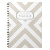 Linnen Beige Mod X Chevron Monogram Notitieboek (Voorkant)