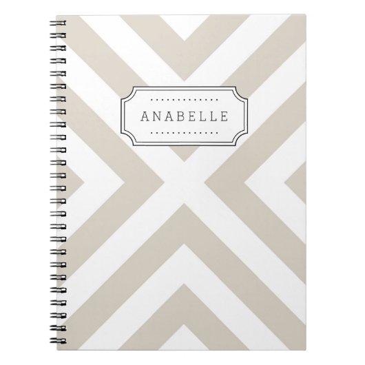 Linnen Beige Mod X Chevron Monogram Notitieboek (Voorkant)