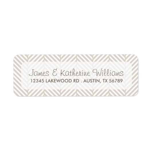 Linnen Beige visgraat Chevron Moderne bruiloft Etiket (Voorkant)