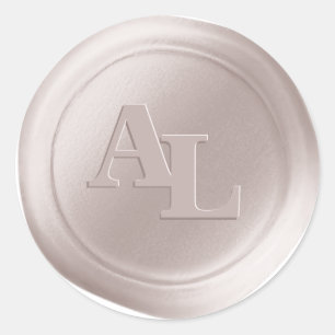 Linnen Beige Wax Seal Monogram Bruiloft Stickers