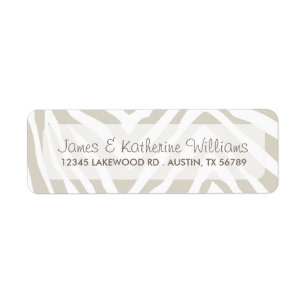 Linnen Beige Zebra Dierenprint Moderne bruiloft Etiket
