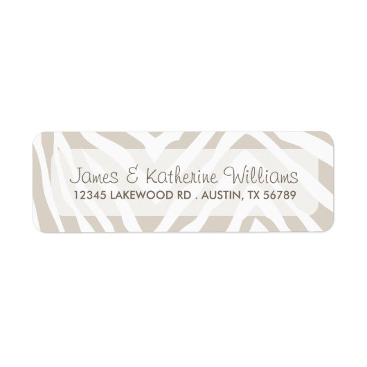 Linnen Beige Zebra Dierenprint Moderne bruiloft Etiket (Voorkant)