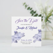 Linnen Bewaar de datum Bruiloft Bloemen Elegant Pl Save The Date (Staand voorkant)