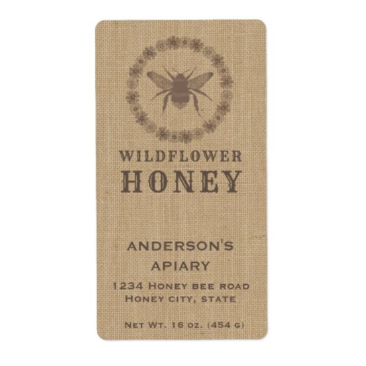  linnen bloemen honingpot label (Voorkant)