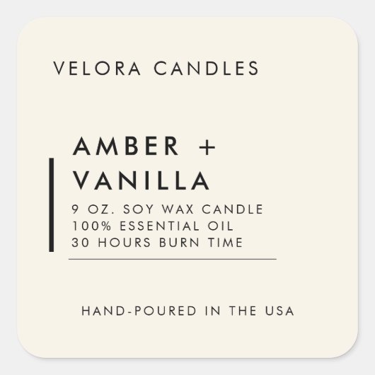 Linnen Cream Moderne Minimalistische Kaars Label S (Voorkant)