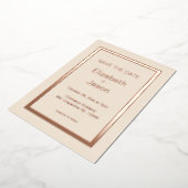 Linnen eenvoudige trouwkaart bespaar de datum roze folie uitnodiging (Gedraaid)