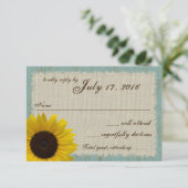Linnen en Barnwood Zonnebloem Respons Kaart (Staand voorkant)
