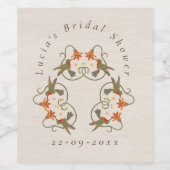 Linnen Fairy Bird Wijn Etiket (Enkel label)