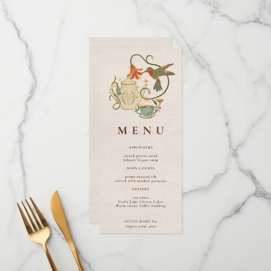 Linnen  Fairy Core Wildflower Tea Party Menu (Voorkant / Achterkant in situ)