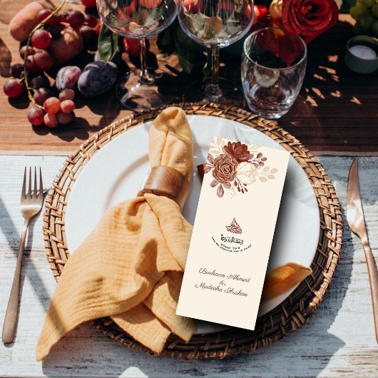 Linnen gouden glitter waterverf bloemen Islamitisc Menu