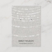 LINNEN GRIJZE LICHTE KOORDEN STUD OORBEL DISPLAY VISITEKAARTJE (Voorkant)