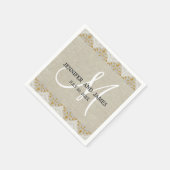 Linnen Kant Goud Rustiek Trouwpapier Servetten (Hoek)