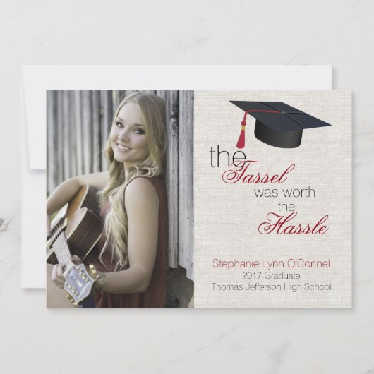 Linnen look foto Afstuderen aankondiging (Voorkant)