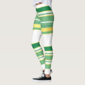 Linnen Luxe Populair Groen Goud Textuur Collectie Leggings (Links)