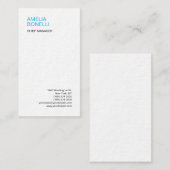 Linnen Modern Minimalist Plain Blue White Visitekaartje (Voorkant / Achterkant)