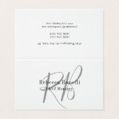 Linnen Monogram Manager Tent Fold Plain Visitekaartjes (Buitenkant ongevouwen)