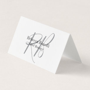Linnen Monogram Manager Tent Fold Plain Visitekaartjes
