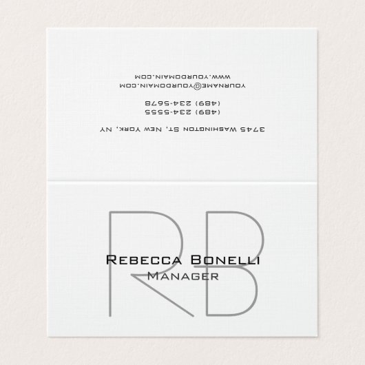Linnen Monogram Manager Tent Fold Premium Linnen Visitekaartjes (Buitenkant ongevouwen)
