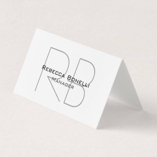 Linnen Monogram Manager Tent Fold Premium Linnen Visitekaartjes (Voorkant)