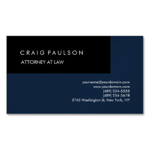 Linnen Navy Blue Zwart Elegant Plain Professional Magnetisch Visitekaartje