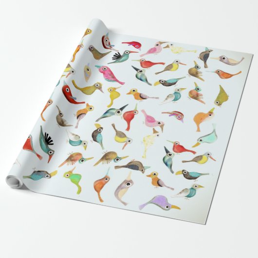 Linnen Paper Birds Cadeaupapier (Uitgerold)