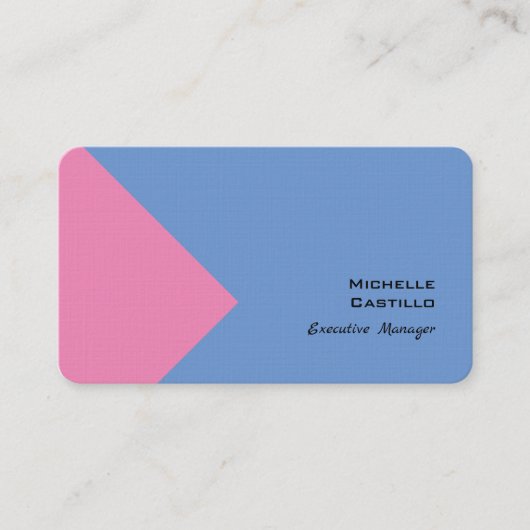 Linnen Plain Minimalist Pink Blue Visitekaartje (Voorkant)