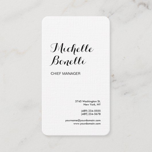 Linnen Professionele Minimalistische Zwart Wit Mod Visitekaartje (Voorkant)