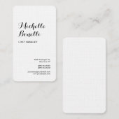 Linnen Professionele Minimalistische Zwart Wit Mod Visitekaartje (Voorkant / Achterkant)