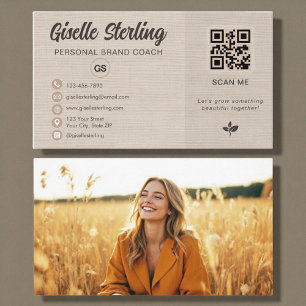 Linnen QR-code foto monogram social media Visitekaartje