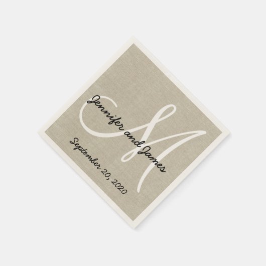 Linnen Rustiek Monogram Papieren servetten (Hoek)