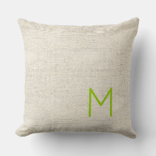 Linnen Stof Monogram INITIAAL Familienaam Chic Kussen