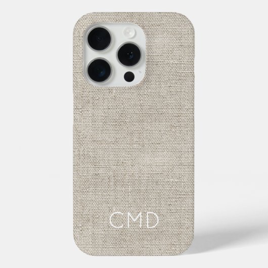Linnen stof Natuurlijke INITIALEN Tijdloos chique Case-Mate iPhone Case (Achterkant)