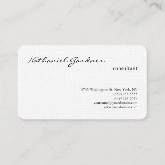 Linnen Trendy Handschrift Plain Creatief Modern Visitekaartje (Voorkant)