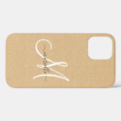 Linnenmonogram lichte strook Case-Mate iPhone case (Achterkant (horizontaal))