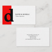 Linnentrendy moderne zwarte monogram visitekaartje (Voorkant / Achterkant)