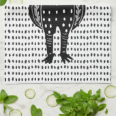 Linocut Chicken Theedoek (Gevouwen)