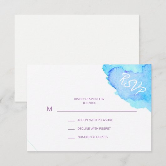 L'insertion pourpre du bleu RSVP d'aquarelle (Devant / Derrière)