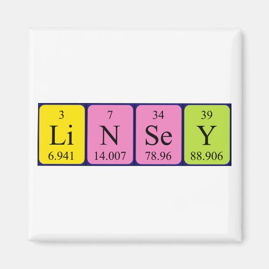 Linsey periodiek table name magnet magneet (Voorkant)