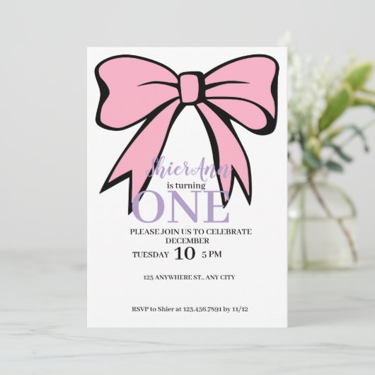 Lint 1e verjaardag uitnodiging (Staand voorkant)