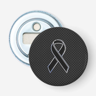 Lint bewustwording Zwart Koolstofvezel Button Flesopener