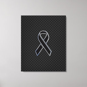 Lint bewustwording Zwart Koolstofvezel Canvas Afdruk