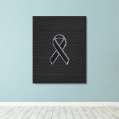 Lint bewustwording Zwart Koolstofvezel Canvas Afdruk (Insitu (Houten vloer))