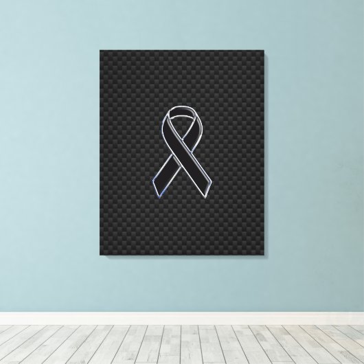 Lint bewustwording Zwart Koolstofvezel Canvas Afdruk (Insitu (Houten vloer))